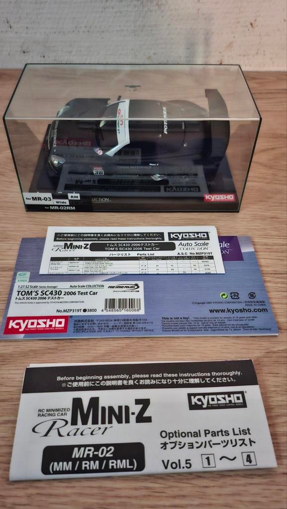 Kyosho TOM'S SC430 2006 Test Car Mini-Z, Hobby en Vrije tijd, Modelauto's | 1:18, Ophalen of Verzenden, Zo goed als nieuw, Auto