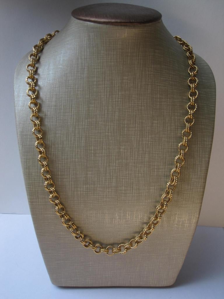 Ketting Monet dubbele schakels met koord structuur, Sieraden, Tassen en Uiterlijk, Kettingen, Verzenden, Zo goed als nieuw, Goud