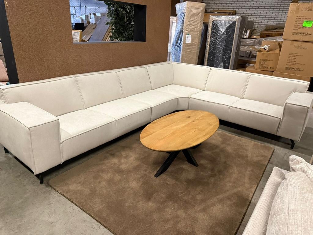 Hoekbank super comfort Beige A- stof S3 340x270 NIEUW, Ophalen, Hoekbank, Vierpersoons of meer, 300 cm of meer