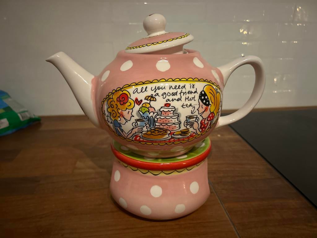 Theepot Blond Amsterdam met theelichthouder, Ophalen of Verzenden, Zo goed als nieuw