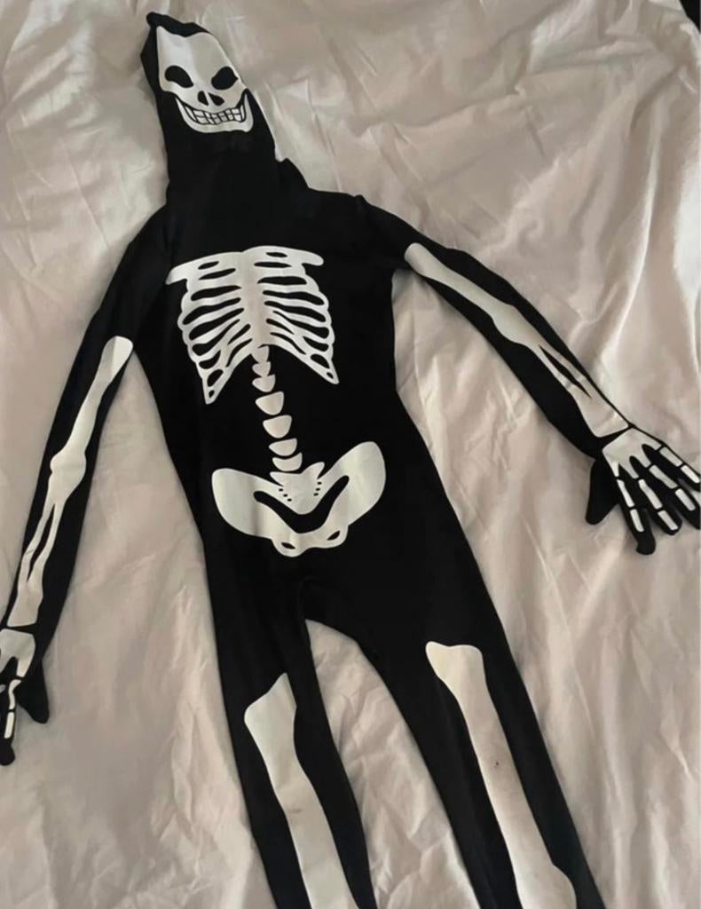 Skelet pak / morphsuit glow in the dark, Ophalen of Verzenden, Zo goed als nieuw, Jongen of Meisje