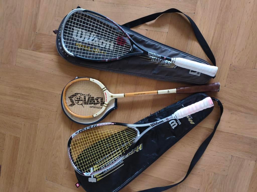 Squash Rackets - Wilson, Dunlop, en meer!, Sport en Fitness, Squash, Ophalen of Verzenden, Gebruikt, Racket, Met hoes