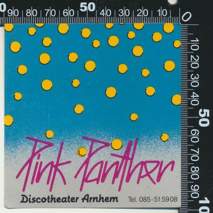 Sticker: Discotheater Pink Panther - Arnhem, Verzamelen, Stickers, Zo goed als nieuw, Bedrijf of Vereniging, Ophalen of Verzenden
