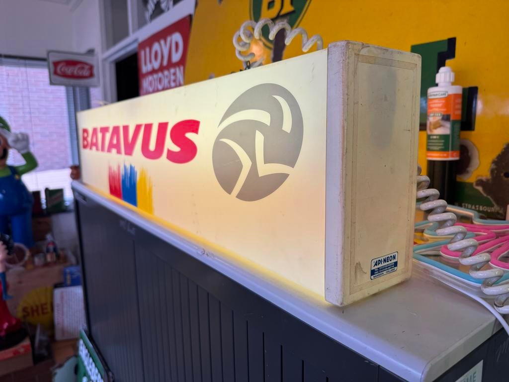 Vintage Batavus Lichtbak Reclamebord, Verzamelen, Ophalen, Gebruikt, ., Lichtbak of (neon) lamp