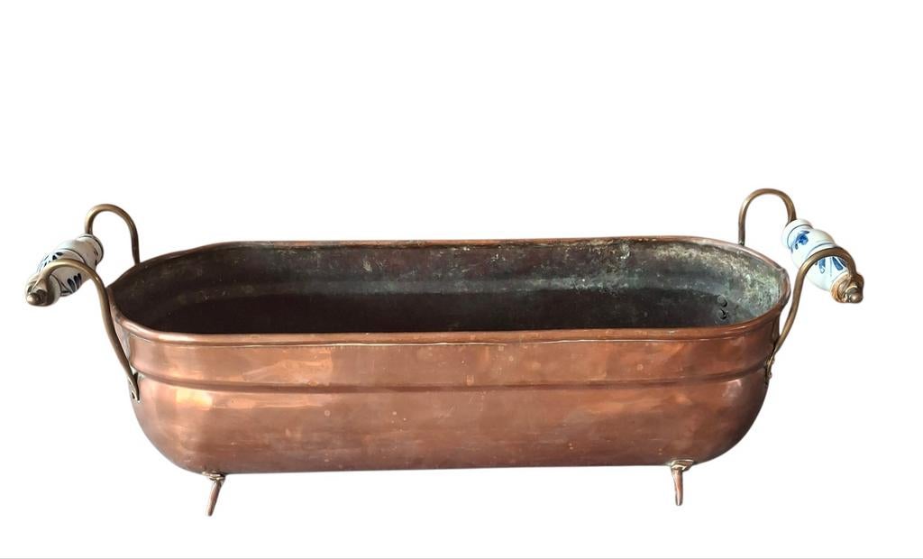 Rood koper plantenbak jardinière 43 cm, Ophalen of Verzenden, Koper