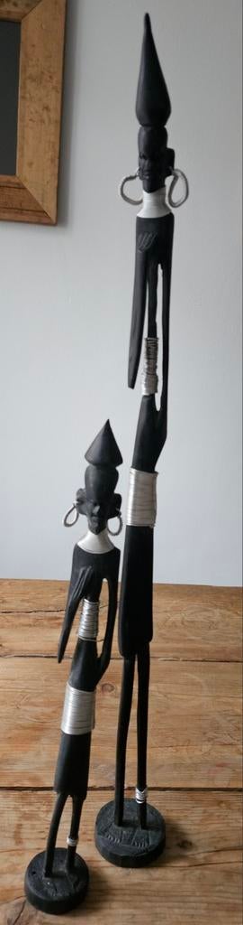 Handgemaakte Afrikaanse beelden (Makonde-stijl) - 52 & 30 cm, Ophalen of Verzenden