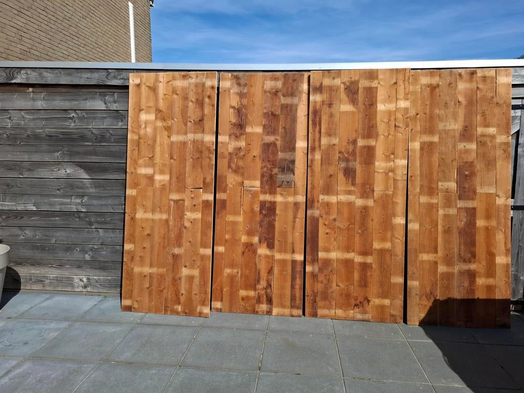 Vintage panelen gemaakt van oude vloerdelen, Tuin en Terras, Schuttingen, Ophalen, Minder dan 3 meter, Hout, 1 tot 2 meter
