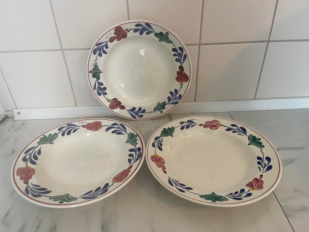 California Boerenbont Maastricht Petrus Regout 3 stuks Diep, Antiek en Kunst, Ophalen of Verzenden