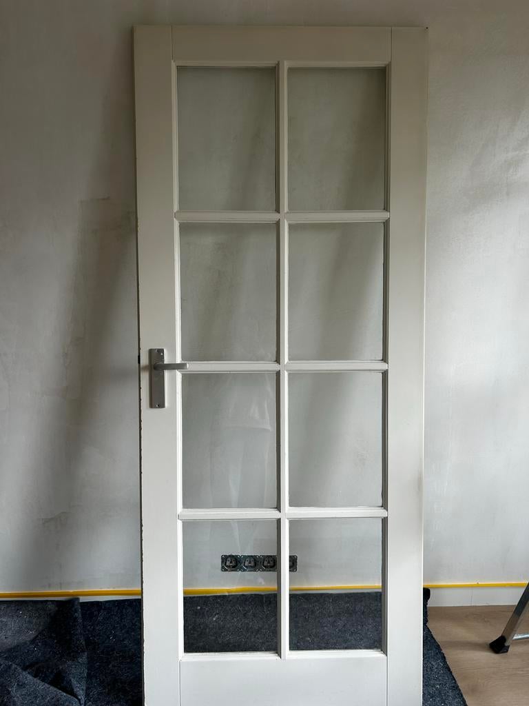 Opdek binnendeur met glas 83x201,5 cm, Doe-het-zelf en Verbouw, Deuren en Horren, Ophalen, Gebruikt, 80 tot 100 cm, Binnendeur