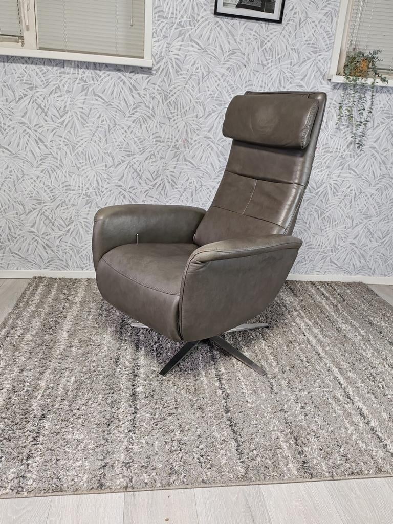 Hukla leren design relax fauteuil handmatig, Minder dan 75 cm, Leer, Ophalen of Verzenden, Zo goed als nieuw