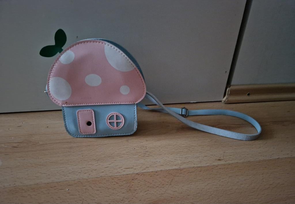 Kindertas tas schoudertas paddestoel blauw roze kawaii, Ophalen of Verzenden, Zo goed als nieuw, Meisje