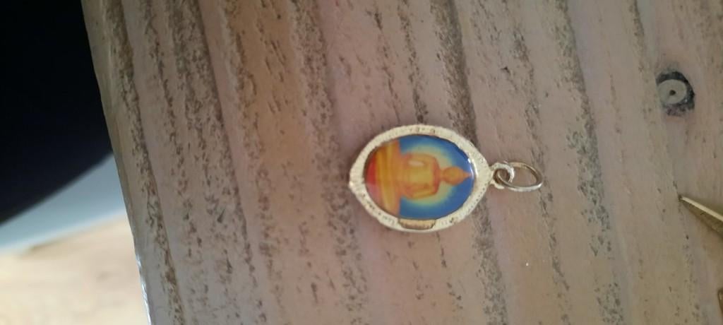 Antieke, Tibetaanse buddhahanger., Ophalen of Verzenden, Overige materialen, Hanger, Met edelsteen