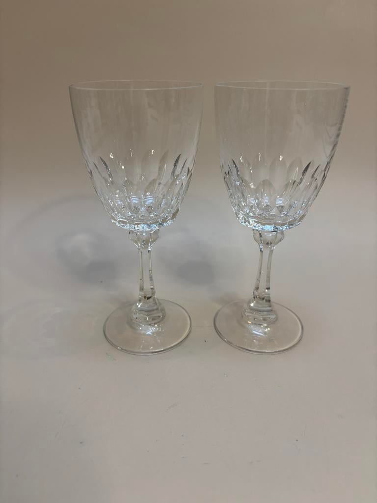Set van 2 vintage geslepen kristallen wijnglazen, Antiek en Kunst, Antiek | Glas en Kristal, Ophalen of Verzenden