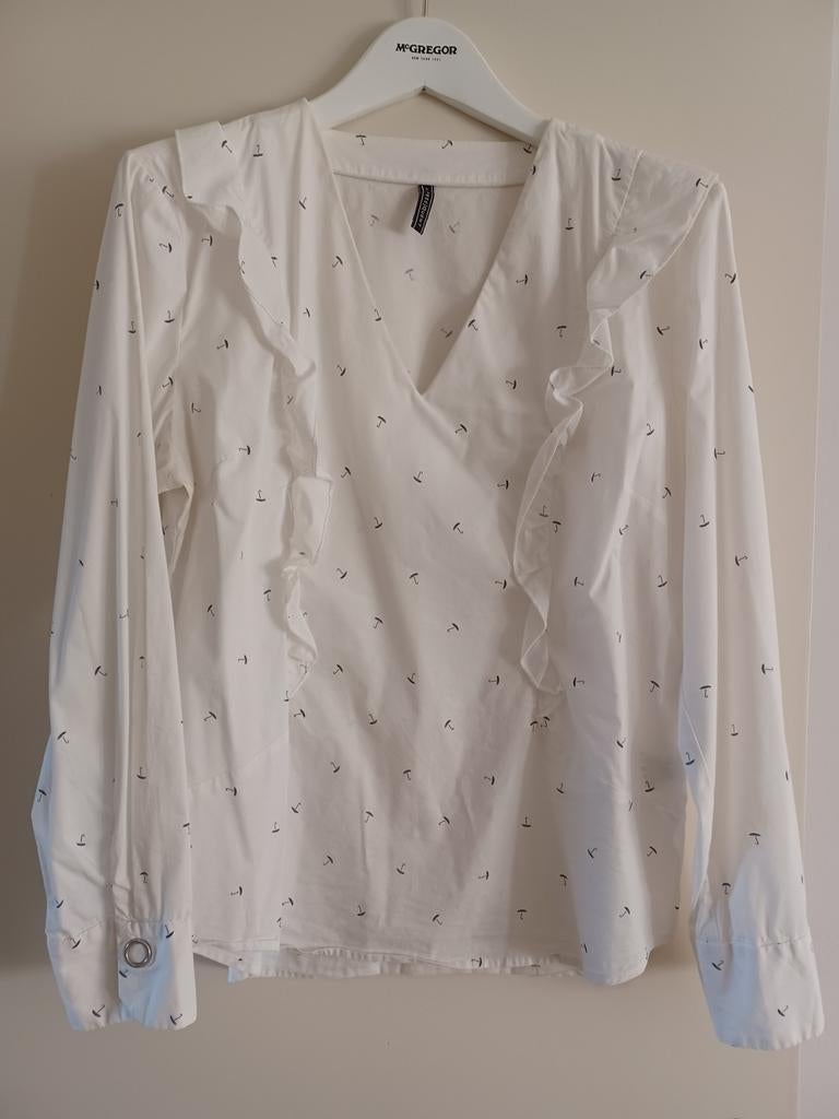 Freequent witte blouse met paraplu print - Maat kleine L, Ophalen of Verzenden, Gedragen