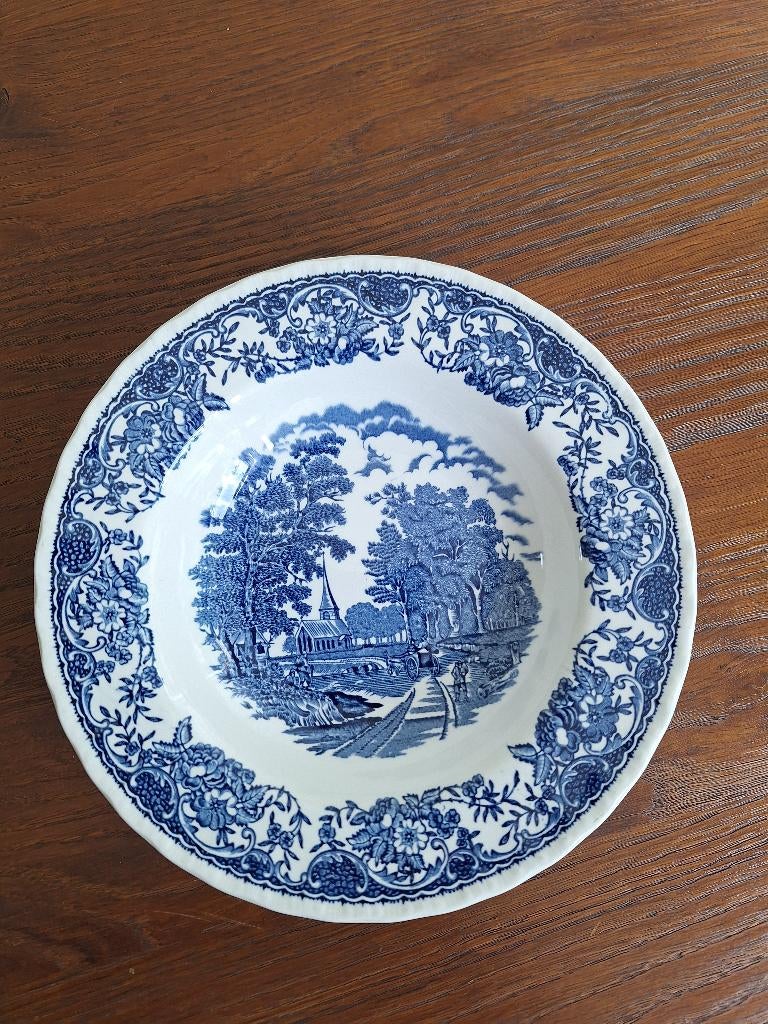 diep bord blauw Royal Tudor Ware Staffordshire old England, Ophalen of Verzenden
