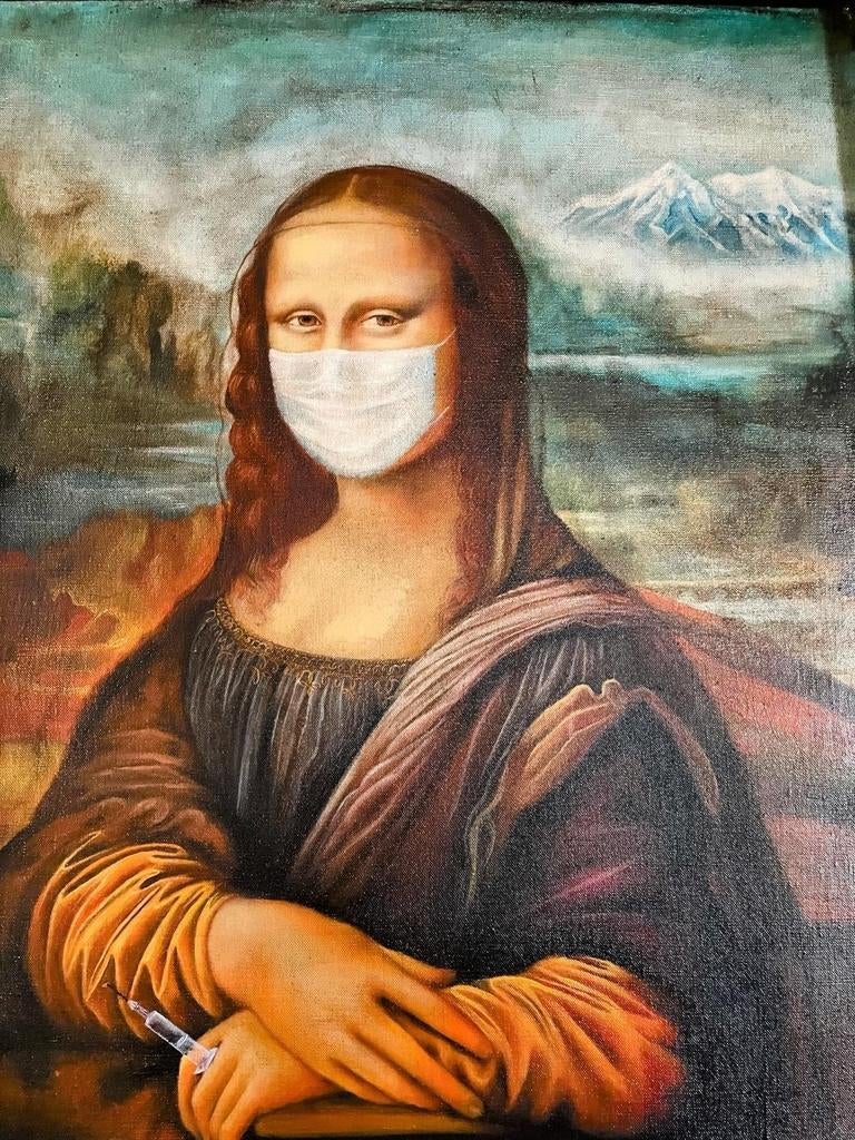Mona Lisa moderne interpretatie olieverfschilderij, Ophalen of Verzenden