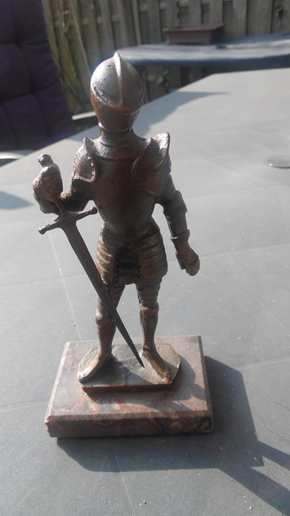 brons beeld ridder in harnas, Antiek en Kunst, Ophalen of Verzenden