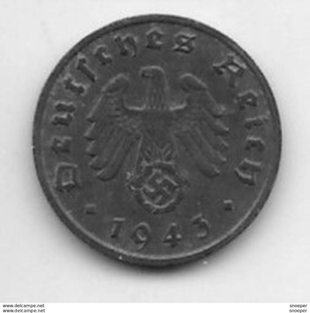 third reich 1 pfennig 1943 A km 97 xf+ !!!, Postzegels en Munten, Munten | Europa | Niet-Euromunten, Verzenden, Duitsland, Losse munt