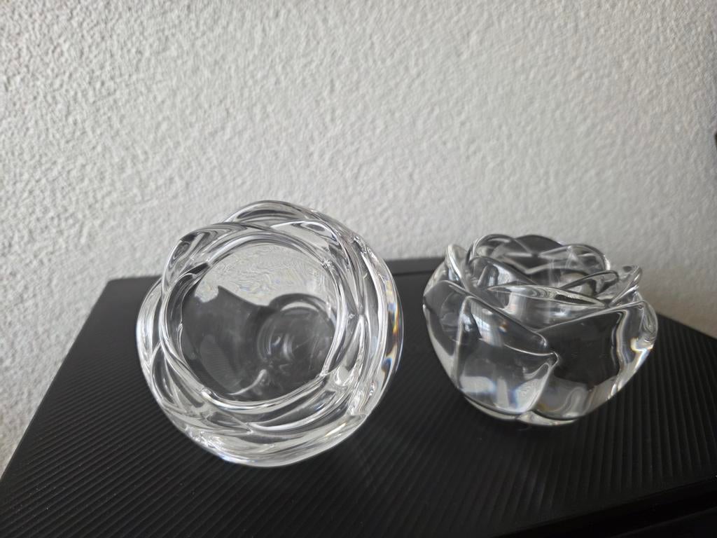 Twee Adria glazen  waxinelichthouder in bloem vorm, Ophalen of Verzenden