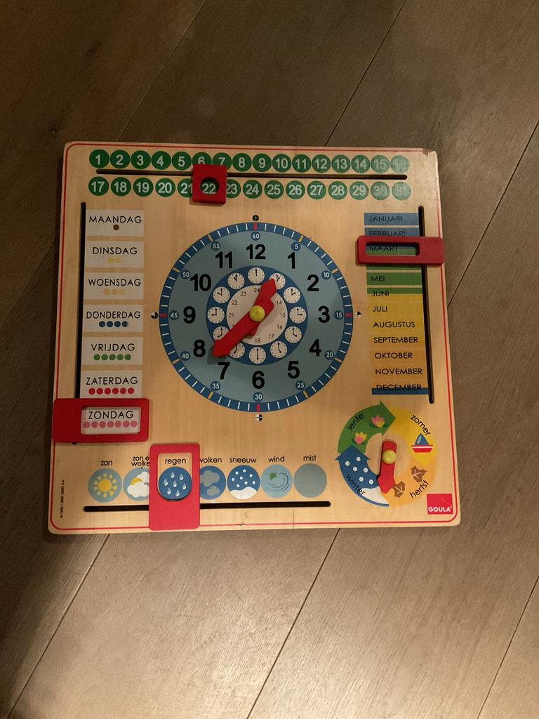 Goula planner klok om te leren klok kijken kleuter educatie, Ophalen of Verzenden, Gebruikt, Ontdekken