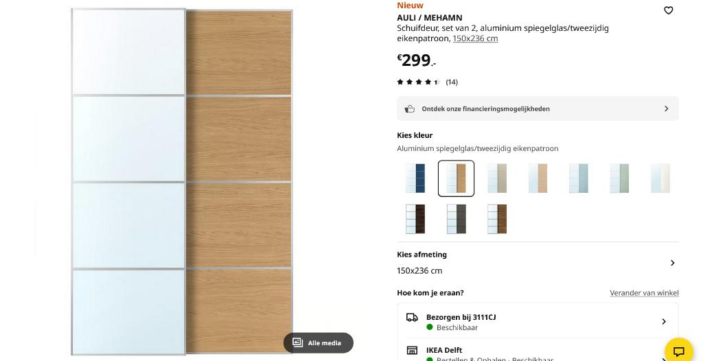 Ikea Pax schuifdeuren 150X236, set van 2, Ophalen, 100 tot 150 cm, 200 cm of meer, Zo goed als nieuw