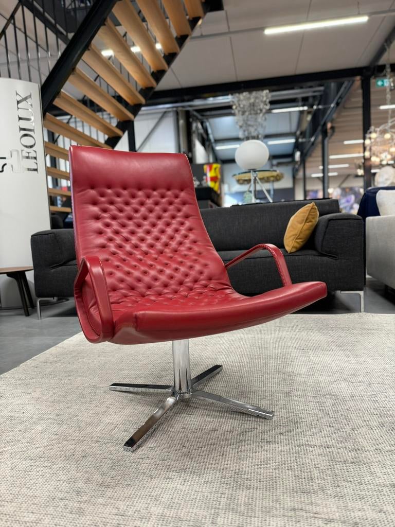 De Sede 51 Fauteuil rood leer Design draai stoel DS-51