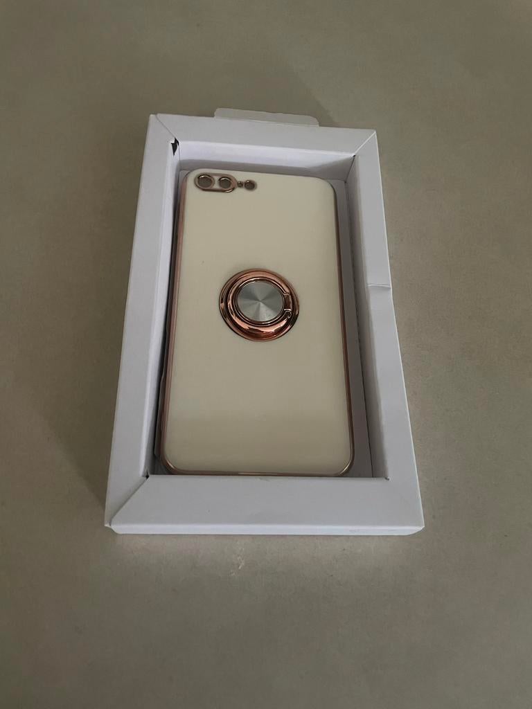 Hoesje voor iPhone, wit met roségouden rand, Gebruikt, IPhone 7 Plus, Frontje of Cover, Ophalen of Verzenden
