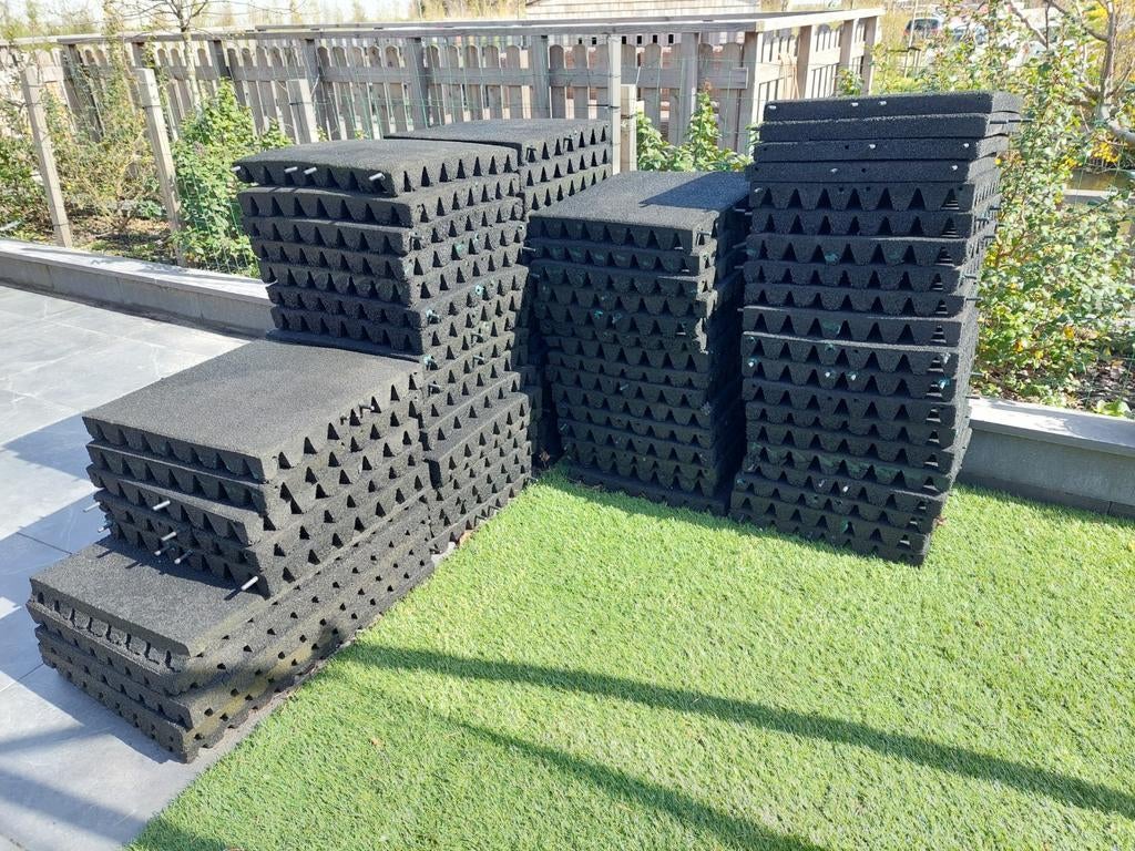 Rubber tegels 50x50x6cm, totaal 20m2, Ophalen, Gebruikt, Overige typen, Rubber