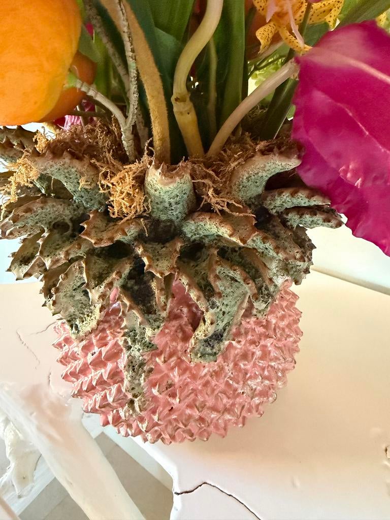 Des Pots Ananas Vaas met Zijden Bloemen - Pronkstuk, Ophalen