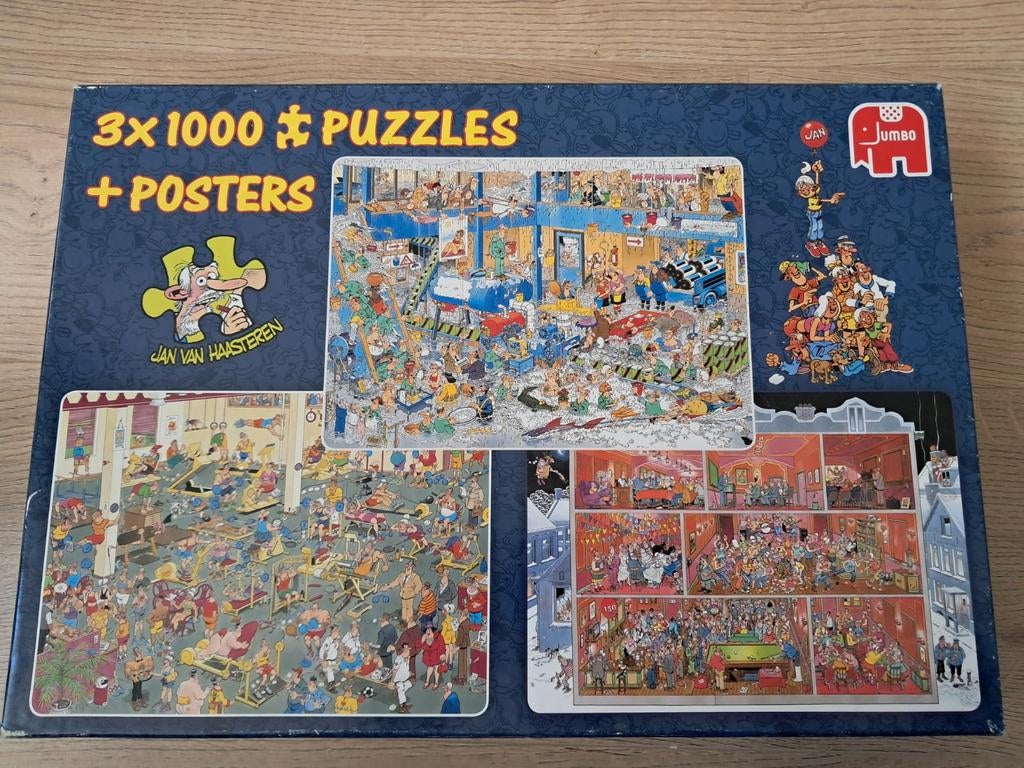 Jan van Haasteren 3x1000 stukjes puzzels, Hobby en Vrije tijd, Denksport en Puzzels, Ophalen, 500 t/m 1500 stukjes, Zo goed als nieuw
