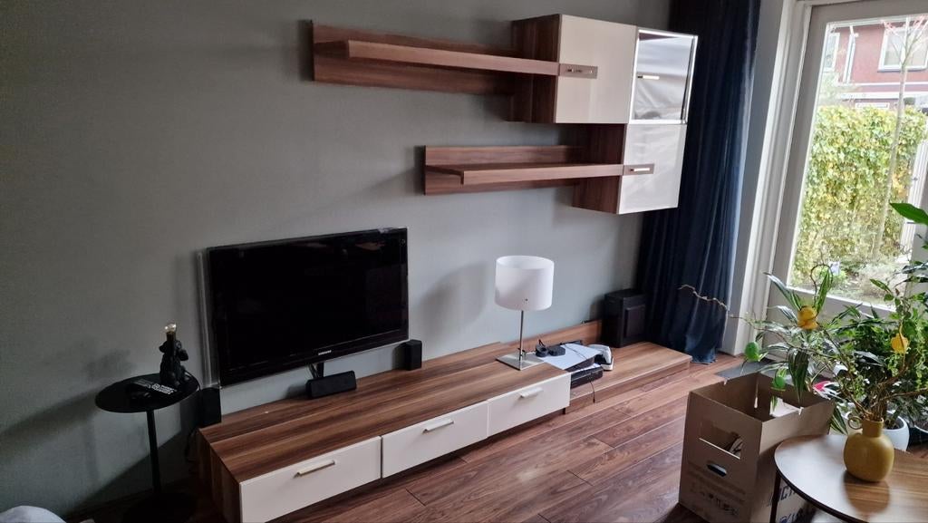 Wandkast met planken en lades, Huis en Inrichting, Kasten | Wandmeubels, Ophalen, 250 tot 300 cm, Gebruikt, Met deur(en)