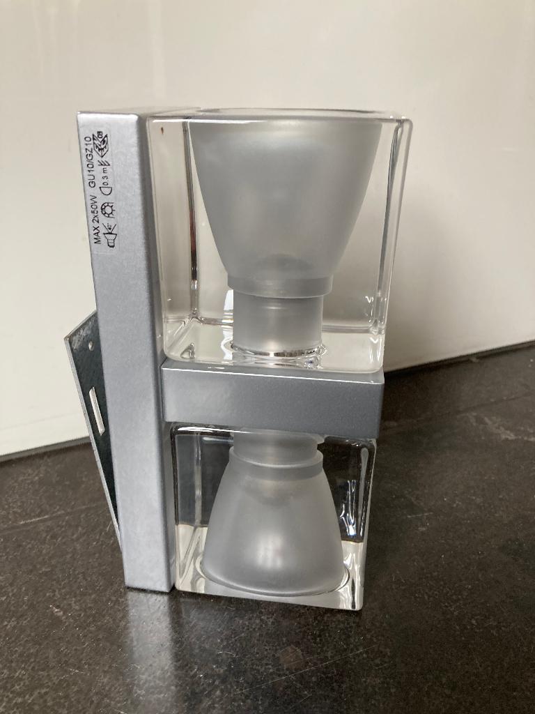 Fabbian design matglazen dubbele wandlamp Ice Cube, Ophalen of Verzenden, Zo goed als nieuw, Glas, Design