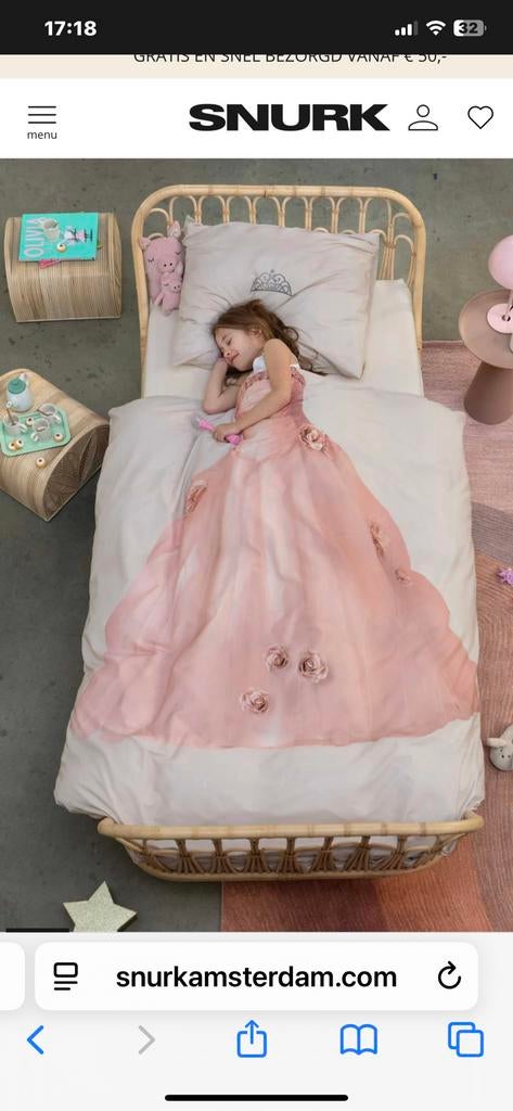 Snurk 1 persoons dekbed 140 x 200, Ophalen of Verzenden, Gebruikt, Meisje, Dekbedovertrek