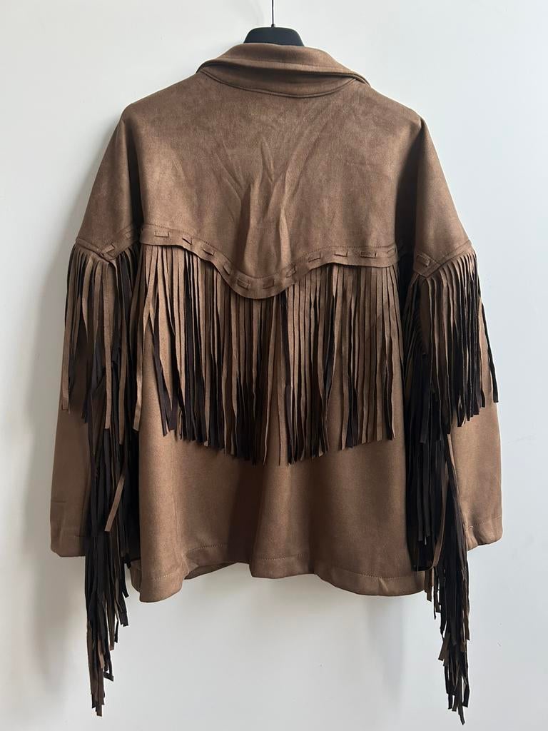 GOLD AND SILVER suedine jasje met franjes bruin mt TU, Kleding | Dames, Verzenden, Parijs, Nieuw, Gold and Silver
