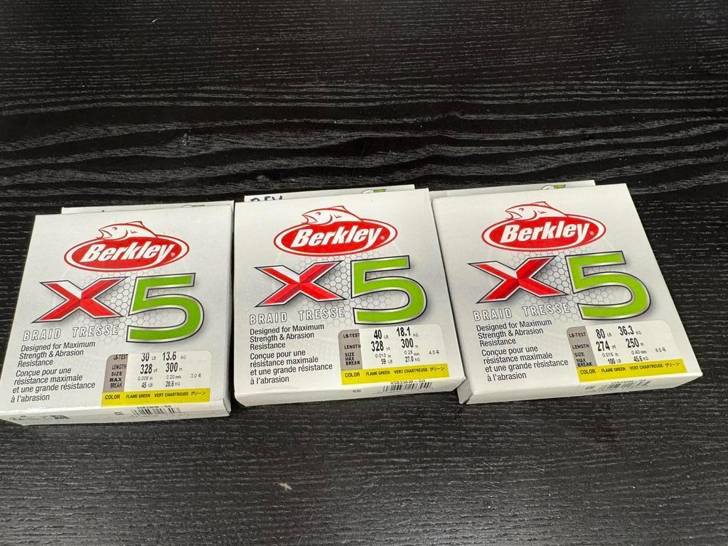 300m rollen berkley x5 gevlochten lijn 20/00 en 40/00, Ophalen of Verzenden, Nieuw, Vislijn