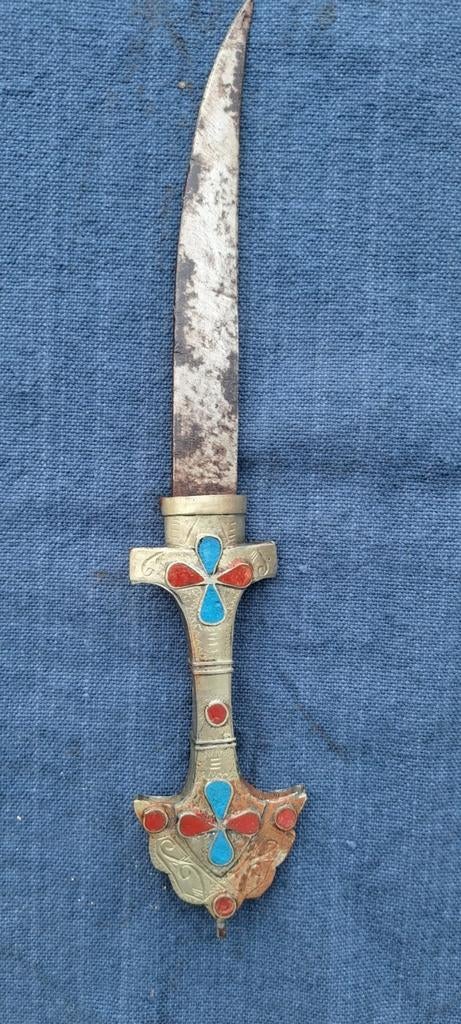 Antieke Koummya Dolk - Arabisch, met decoratische inleg, Ophalen of Verzenden