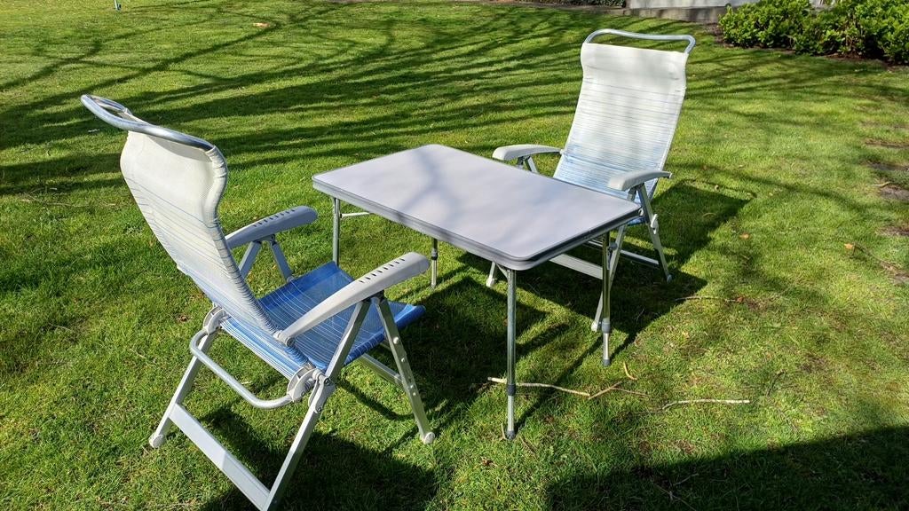 Dukdalf stoelen met crespo tafel, Caravans en Kamperen, Kampeermeubelen, Ophalen, Campingstoel