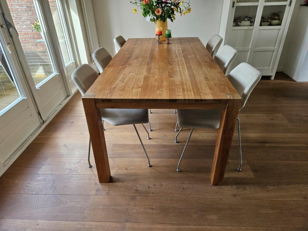 Eettafel hout 100 x 200 cm, Huis en Inrichting, Tafels | Eettafels, Ophalen, Gebruikt, 200 cm of meer, 50 tot 100 cm