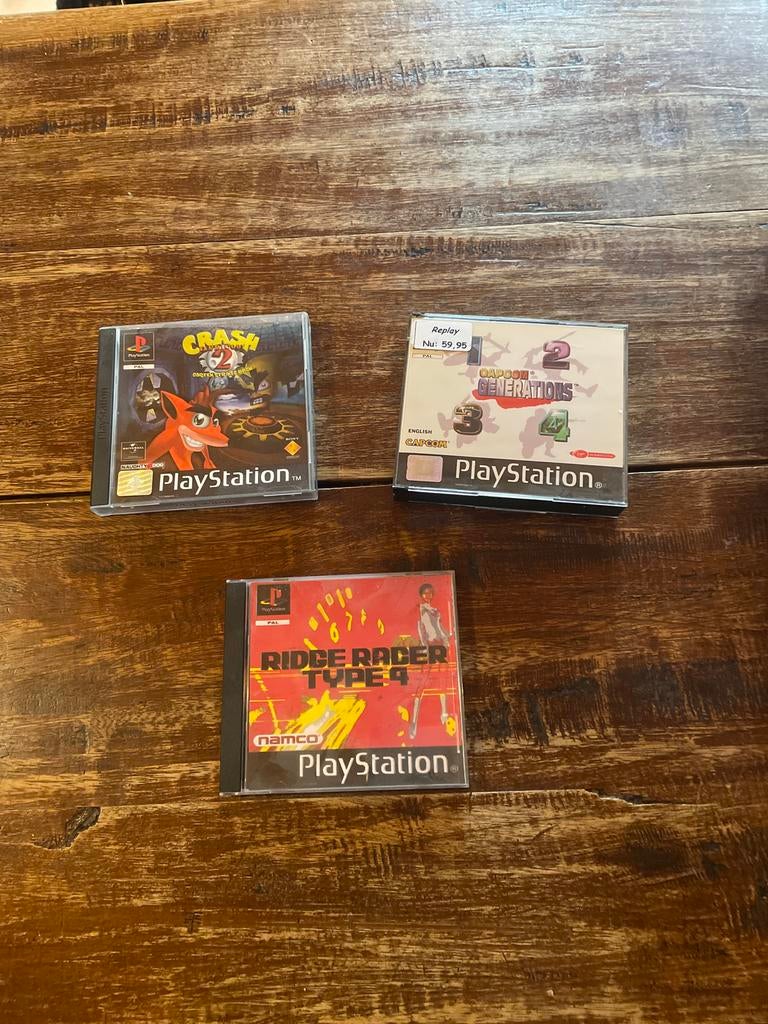 Diverse PlayStation 1 Spellen: Crash Bandicoot, Ridge Racer, Spelcomputers en Games, Ophalen, Gebruikt, Avontuur en Actie