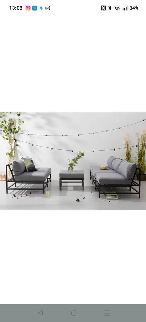 Loungebank 2of3 rechte delen + hocker – NIEUW (set splitsen), Ophalen, Nieuw, Metaal