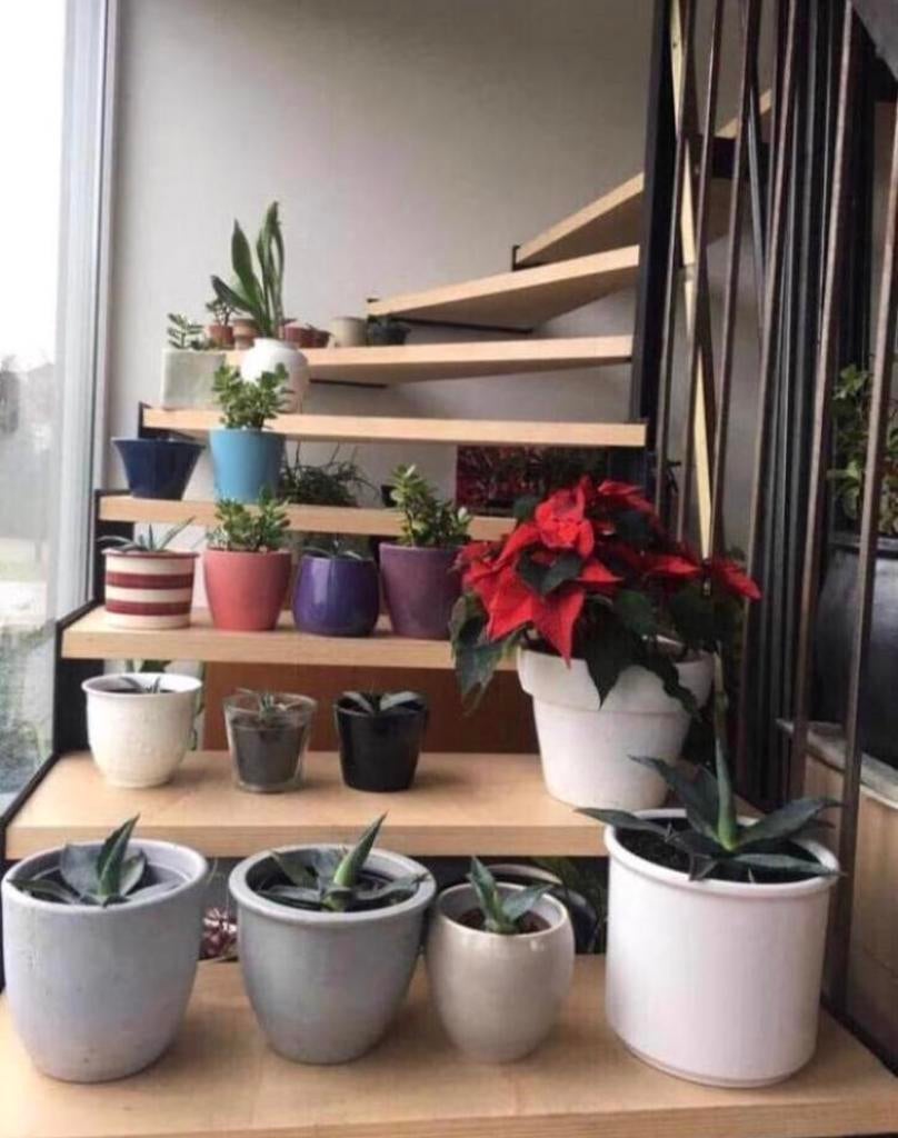 Prachtige vintage jaren’60 bloempotten 'Delfts Wit', Binnen, Ophalen of Verzenden, Zo goed als nieuw, Overige vormen