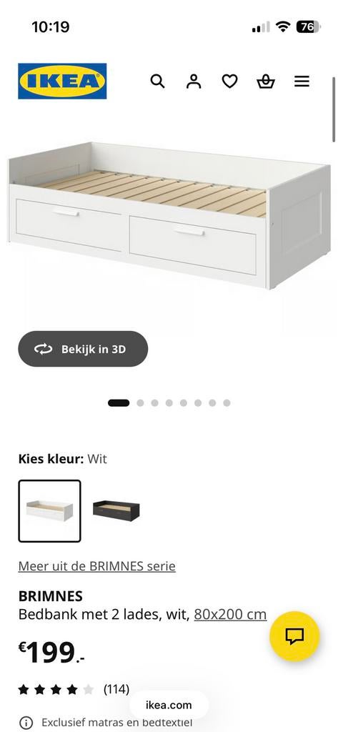 Ikea brimnes bedbank gratis, Huis en Inrichting, Slaapkamer | Bedden, Ophalen, Gebruikt, Eenpersoons, Wit