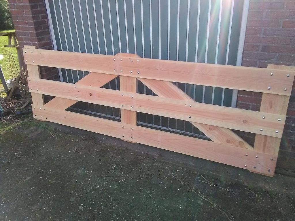 Nieuw Douglas landhek / poort / weidehek 3 meter breed., Tuin en Terras, Tuinhekken en Hekwerk, Ophalen, Nieuw, Hout, Tuinhek