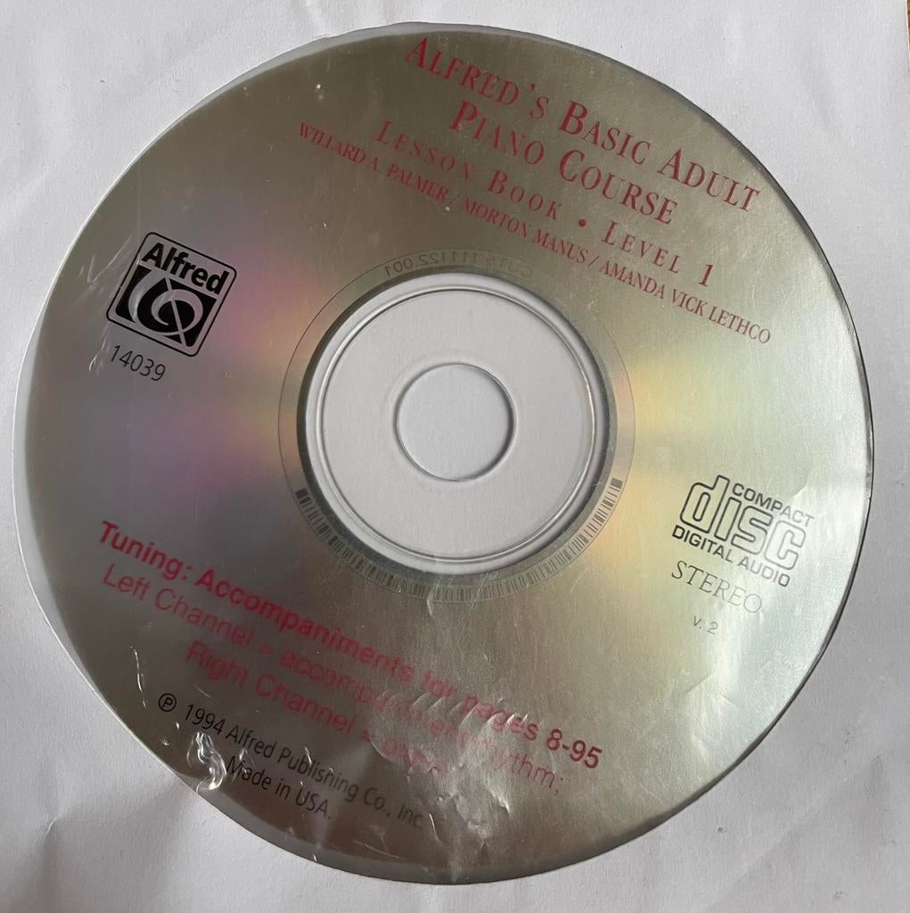Alfred’s basic adult piano course lesson book level 1 les, Muziek en Instrumenten, Ophalen of Verzenden, Zo goed als nieuw
