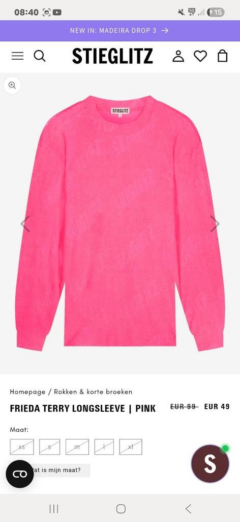 Stieglitz Frieda Terry Longsleeve - Nieuw (M), Kleding | Dames, Tops, Maat 38/40 (M), Stieglitz, Ophalen of Verzenden, Zo goed als nieuw