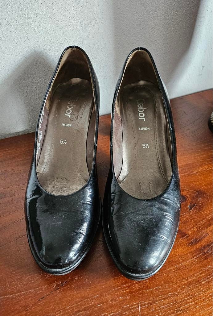 Gabor zwarte lakleren pumps - Maat 38.5 - Hak 7 cm, Pumps, Zwart, Gabor, Ophalen of Verzenden