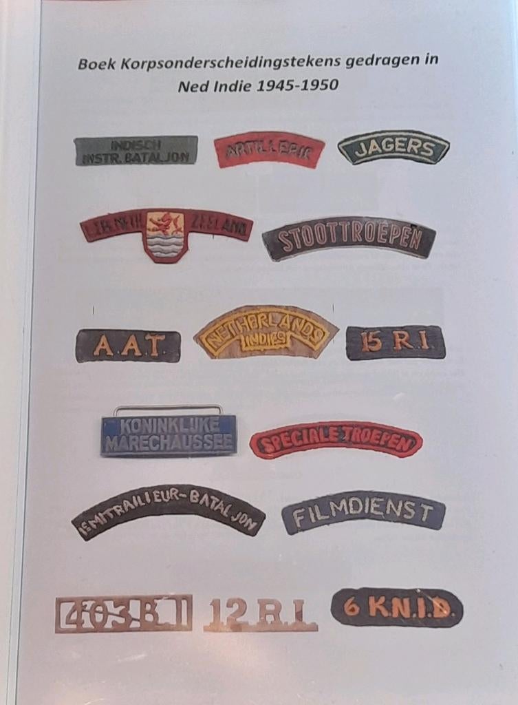 Overzicht NAAMBANDJES NED INDIE, Ophalen of Verzenden, Landmacht, Nederland, Boek of Tijdschrift