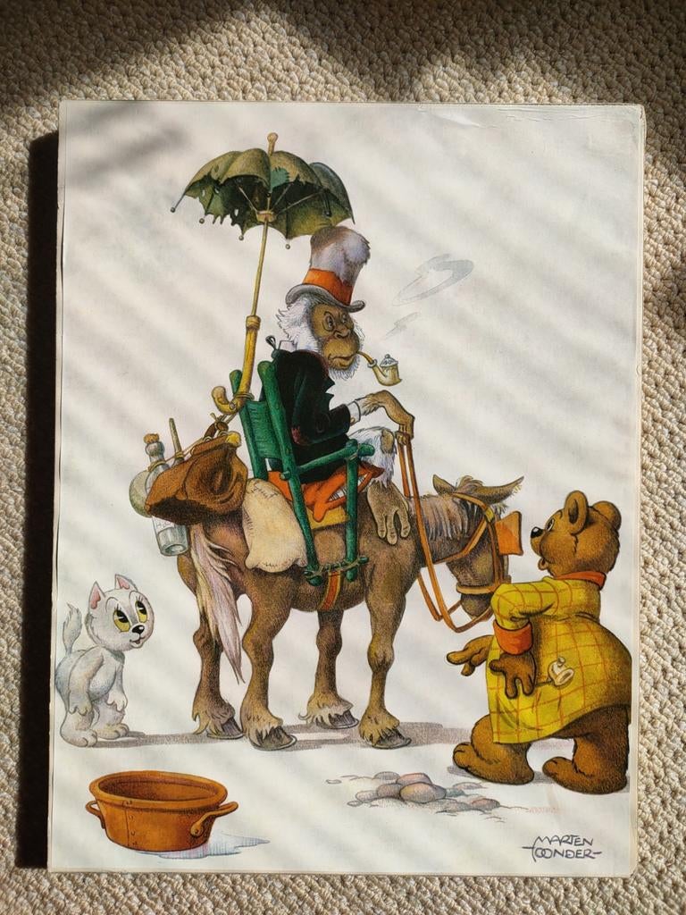 Kartonnen legpuzzel 1950 Heer Bommel Aap te paard, Ophalen of Verzenden, Olivier B, Bommel en Tom Poes, Gebruikt