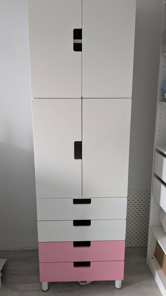 IKEA STUVA Kast met lades en deuren - Wit/Roze, Ophalen, Gebruikt, 105 cm of meer, Minder dan 50 cm