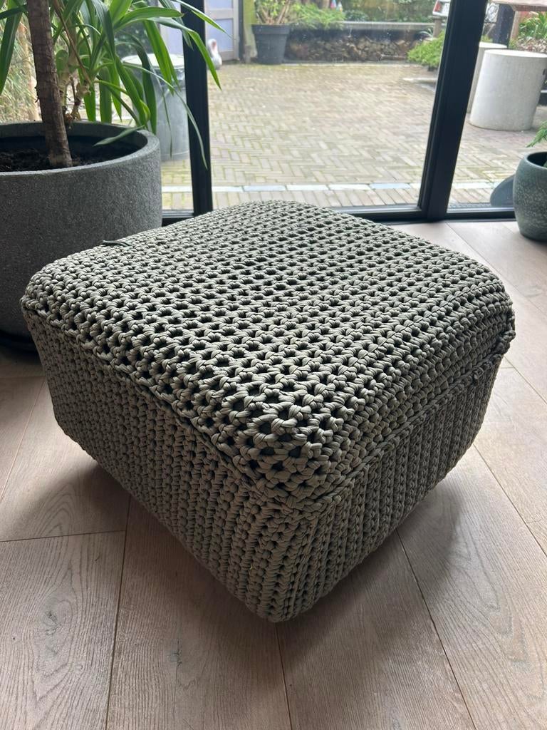 Hocker groen, Gebruikt, Ophalen of Verzenden, Stof, 50 tot 75 cm